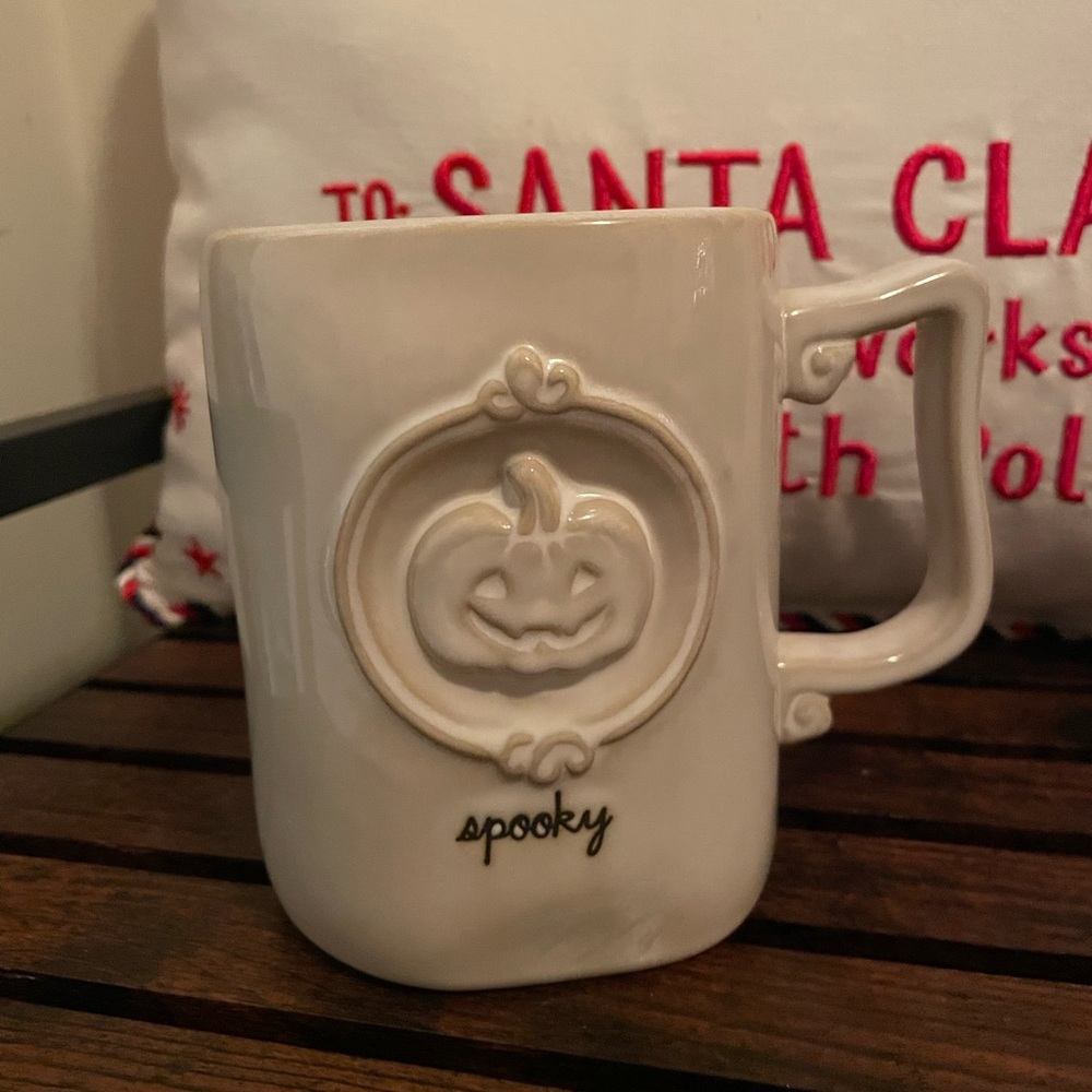 Rae Dunn Cream Spooky Pumpkin Mug